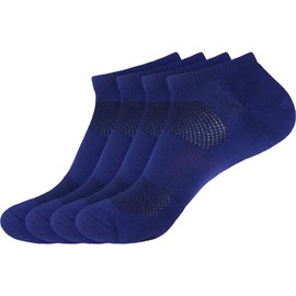 Men's Rayon from Bamboo Fiber Sports Superior Wicking Athletic Ankle Socks - Navy Blue - 4 Pairs - Size 6-10