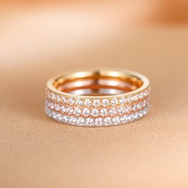 Tigrade 2mm Womens Titanium Eternity Rings Cubic Zirconia Wedding Engagement Band (silver, 7.5)