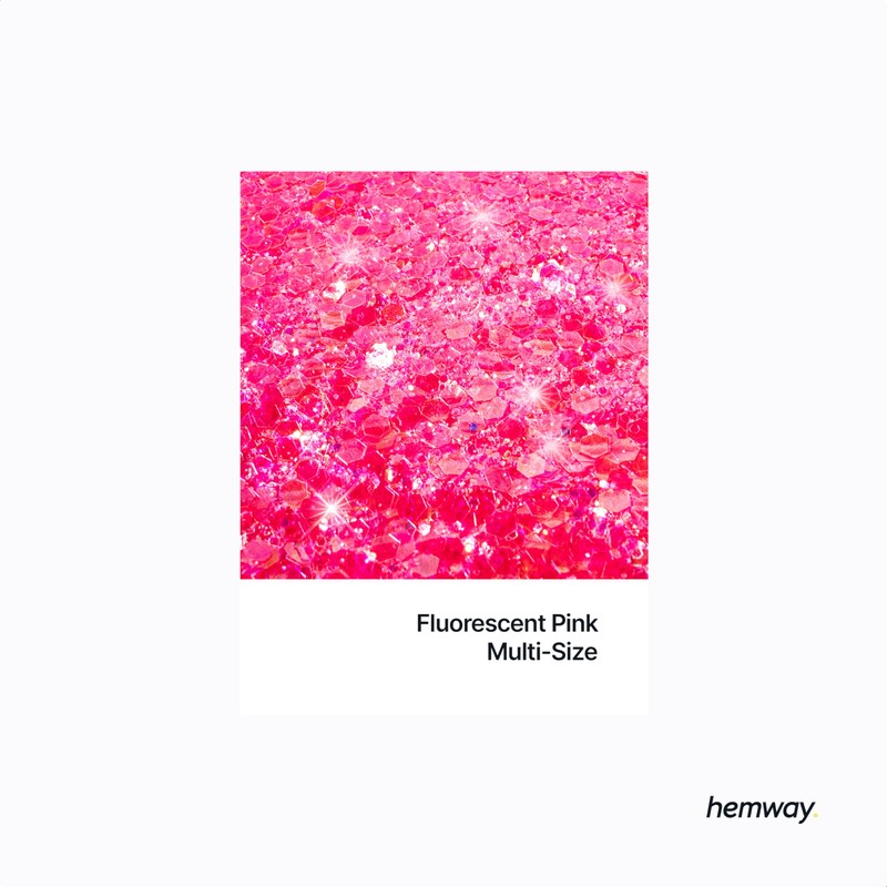 Hemway Craft Glitter Fluorescent Pink 100g Multi Size Glitter