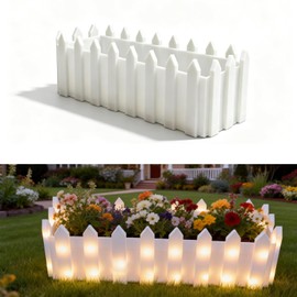 Solar Planter Lights Outdoor, 12-inch Rectangular LED Flower Pot with 8 Modes & Auto On/Off, IP65 Waterproof for Garden, Patio, Balcony, Pathway Decor, Gift for Garden Lovers (Warm White)