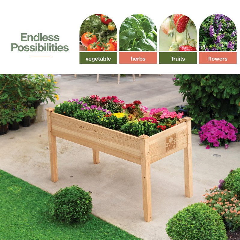 Maple99 Raised Garden Bed with Legs 48x24x30 - Natural Cedar