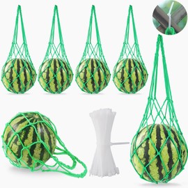 Rerialsaera 10Pack Melon Hammock Watermelon Nets with 20 Cable Zip Ties, Heavy Duty Watermelon Honeydew Net for Garden Trellis Vertical Garden Growing