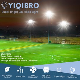 YIQIBRO LED Outdoor Spotlight 100 W, 10000 LM Super Bright LED Floodlight Outdoor Spotlight LED Waterproof IP67 7000 K Outdoor Spotlight LED Headlight with LED Transformer 85-265 V for Garden Garage