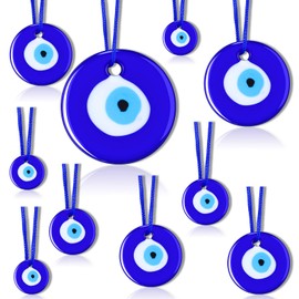 25 Pieces Bulk Evil Eyes Evil Eye Charms Glass Pendants Evil Eye Keychain Crafting Beads Blue Wall Hanging Ornament with Ropes for Jewelry Accessories Home Decoration, 5 Size