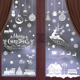 Christmas Stickers for Windows, Christmas Wall Sticker, 220pcs Snowflake Christmas Sticker, Santa Claus Snowman Elk Door Ornaments Christmas Decoration Window Blectrostatics