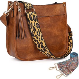 4053 Women's Elegant Crossbody Bag For Women Leather Hobo Handbag Wallet Set With 2count Adjustable Guitar Leopard Strap hkclufbag crossbody purses 2025:_black00