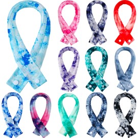 Geyoga 12 Pcs Cooling Neck Wraps Cooler Ice Wrap Scarf Bandanas for Summer Women Men Walking Riding Outdoor(Tie Dye)
