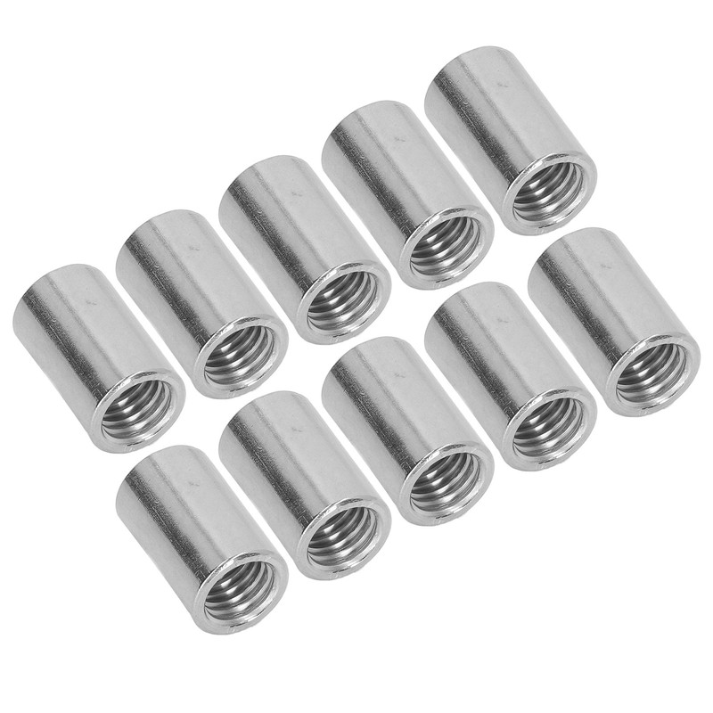 10Pcs Coupling Nut Round Rod Connector Female Thread 304 Stainless