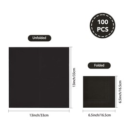 Ottin Solid Black Paper Dinner Napkins 6.5'' Disposable Luncheon Napkins 50 Count for Birthday Wedding Party Everyday Lunch Dinner Event Christmas