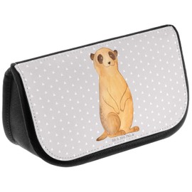 Mr. & Mrs. Panda Meerkat Cosmetic Bag, gray, Hand Drawn
