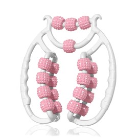 Massageroller Beine 20 Räder - Lipödem Massagegerät mit Edelstahllaufrädern für Lymphdrainage, Anti-Cellulite an Beinen/Arme, Federkern-Stahlachse, Cellulite Massagegerät (Weiß Rosa)