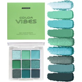 9 Colors Eyeshadow Palette - Avocado Green Eyeshadow Theme, High Pigmented Blendable Matte & Glitter Shimmer Finishes, 24-Hour Long Lasting Eye Makeup for Christmas & Music Festivals(Avocado Green)