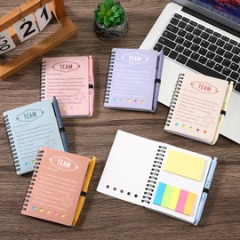 Sinmoe 6 Sets Thank You Gifts for Colleagues Spiral Notepad Mini Notebook for Colleagues Ballpoint Pen Sticky Notes Farewell Gift for Colleagues Team Gift Work (Morandi Colour)