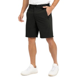 TBMPOY Men's 9" Golf Shorts Quick Dry Casual Shorts Dress Shorts Flat Front Stretch Lightweight for Work Business Travel Black 42
