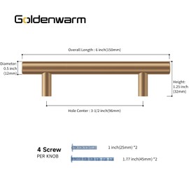 goldenwarm 10 Pack Champagne Bronze Cabinet Pulls Gold Cabinet Handles 3-3/4 inch(96mm) Champagne Drawer Pulls Brushed Bronze Cabinet Pulls Kitchen Bathroom Bedroom Furniture Handles