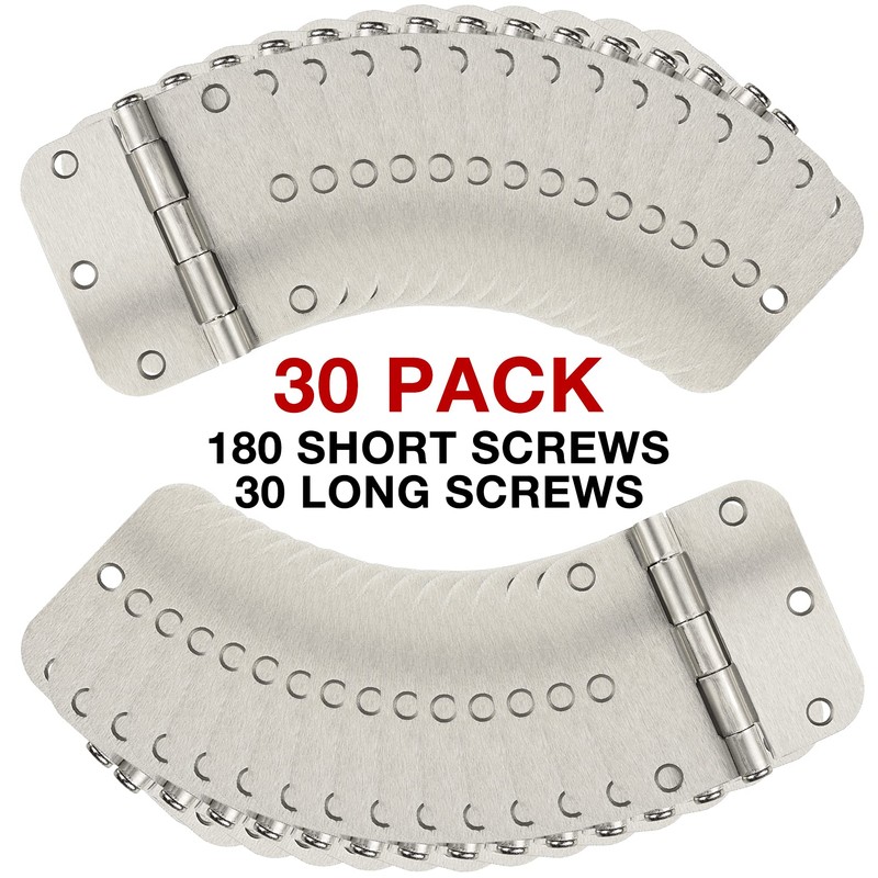 30 Pack Rounded Satin Door Hinges Brushed Nickel 3.5 Inch