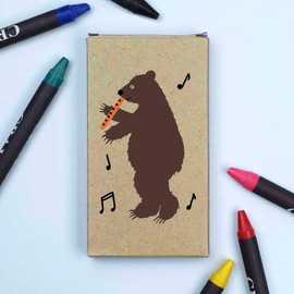 Azeeda 'Flute Playing Grizzly Bear' Coloured Crayon Set (CY00028183)