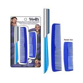 Pocket Beard and Mustache Grooming Comb for Men - Travel-Friendly Shaping Tool with Stainless Steel Straightener for Trimming and Edging Goatees and Facial Hair