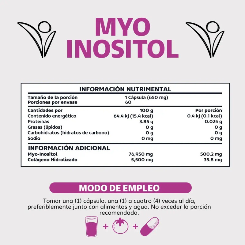 Myo Inositol 500 Por Cápsula Colágeno Hidrolizado Polvo Mayo Woman
