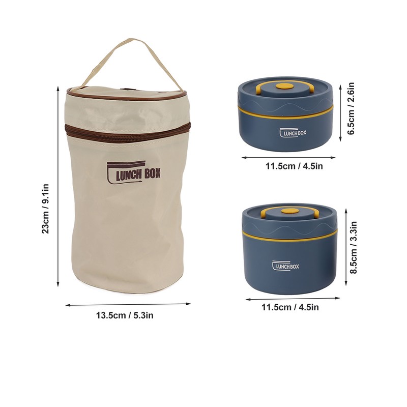 Bento Lunch Box Round with Lid Bag Leakage Proof Stainless