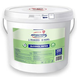 [Bulk 300-Count] Hand Sanitizing Wipes - With Bucket Dispenser (300 Count x 1 Packs) Keeping It Clean - 75% Alcohol Wipes In Easy Dispensing Bucket - Durable Traction Cleaning- Enriched With Aloe