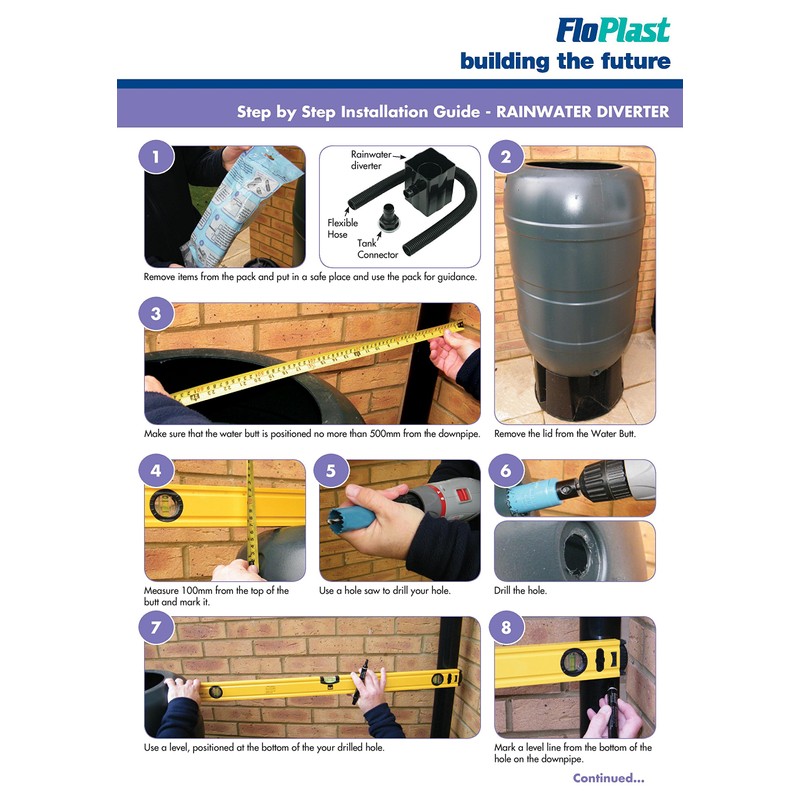 Black Miniflo Rainwater Diverter for 50mm Downpipes Suitable for Conservatory,