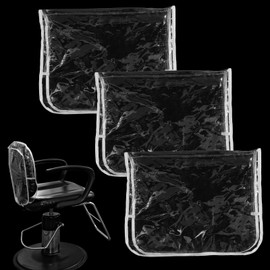 LEIFIDE 3 Pieces Chair Back Cover Plastic Clear Salon Chair Back Cover Fits Most Standard Armchair Prevent Stains Deform Wear for Barber Shop Office Movie Theater 21.5 x 16 x 4.5 Inch(Square,White)