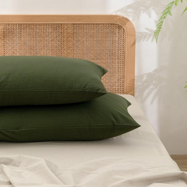 BESTOUCH 100% Washed Cotton Pillowcase for Hair and Skin Linen