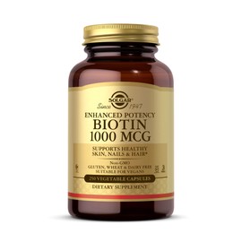 Solgar Biotin 1000 mcg, 250 Vegetable Capsules - Supports Healthy Skin, Nails & Hair - Energy Metabolism - Enhanced Potency - Non-GMO, Vegan, Gluten Free, Dairy Free, Kosher, Halal - 250 Servings