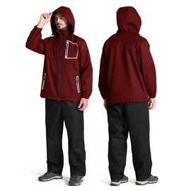 SWISSWELL Rain Suit Waterproof Tactical Jacket Hiking Cargo Pants Golf Motorcycle Rain Gear for Men Women Red Large