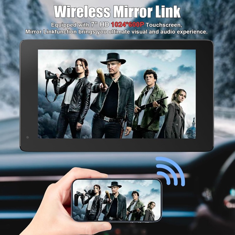 7" Wireless Portable Car Play Screen for Apple CarPlay &