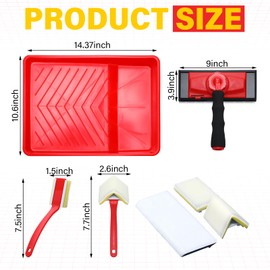 Lothee 7 Pcs Paint Edger with Trim Tool Kit 9 Inch Paint Touch up Pad Corner Wall and Ceiling 360° Rotation Handle Edger Trimmer Brush Tool with Replacement for Window Detail Painting Trim