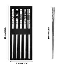 5 Pairs Stainless Steel Chopsticks Dishwasher Safe Chopsticks Stainless Steel Chinese Chopsticks for Eating, Metal Chopsticks Reusable Japanese Chopsticks Ess Sticks, Chopsticks Gift Set