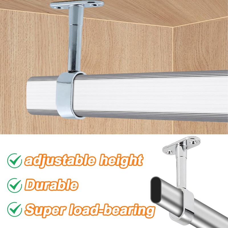 2 Pack Oval Coat Rails, Chrome Plated Steel, Pipe Bearing