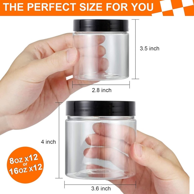 Vivimee 24 Pack Plastic Jars with Lids 16 oz (12