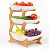Zosebffej Fruit Bowl With Bamboo Wood Stand, Fruit&Vegetable Candy Dish