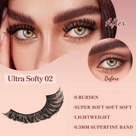 Higu clace Cluster Lashes 96pcs, Lash Clusters D Curl Mix8-18mm, Ultra Softy Eyelashes Fluffy, Super Thin Band Silky DIY Lash Extension Natural Look Reusable Use at Home (UltraSofty02, Mix10-18)