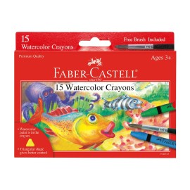 Faber-Castell Faber Castell 15 Count Watercolor Crayons Triangle Shape Non Toxic Kids Art Set