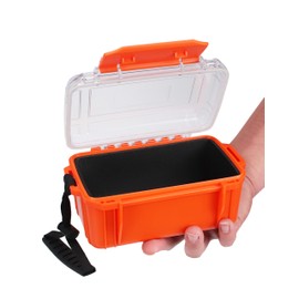 Hlotmeky Small Waterproof Box Dry Box Waterproof Containers with Padding Protective Case Small Watertight Storage Box for Kayak Boat Orange Micro Case
