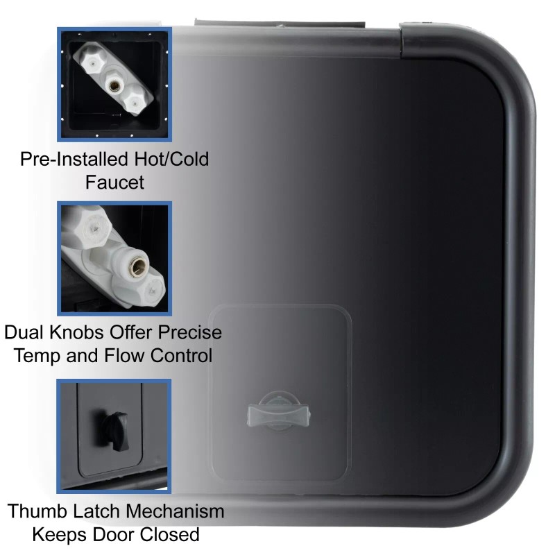 RecPro RV White Exterior Shower Box with Hot & Cold