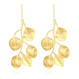 Gold Geometric Dangle Earrings Bohemian Statement Earrings for Women Exaggerated Metal Sectored Geometric Earrings Gold Leaf Earrings Jewelry Gift (D)…