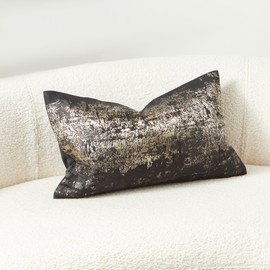 THE-TINOART Decorative Lumbar Throw Pillow Covers Gold Splashed Jacquard Pillow Cover Luxury Black Oblong Jacquard Couch Sofa Pillow Covers 12x20inch 1Piece