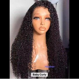 High Quality 15a Single Donor Human Hair Wigs Natural Black Cuticle Aligned Wigs Raw Burmese Curly Hair Wigs for Black Womenstyle: wig baby curly, color: HD 13*4 closure wig, Stretched Length: 4 Inches bundle