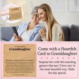 EPIRORA Gifts for Granddaughter, Silver Pearl Circle Necklace Jewellery Granddaughter Presents for Women Girls on Birthday Christmas Valentines Day Anniversary