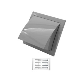H&C VENT Grey Exhaust Hood Vent 190 mm with 125 mm 5 inch Connector Flange│ Air Ventilation Covers with Valve/Backdraft and Mouse Protection │ Extractor Cap Cover for Duct Pipe│ Inside and Outside