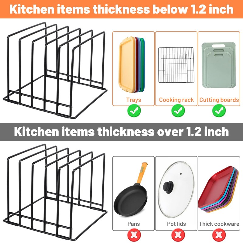 2 Pack 5-Slot Baking Sheet Organizer Rack, Heavy Duty Steel