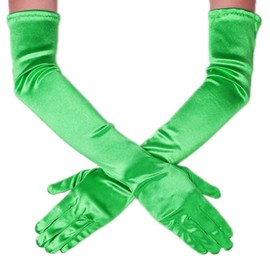 DreamHigh Women's Party Wedding 21" Long Satin Finger Gloves Green