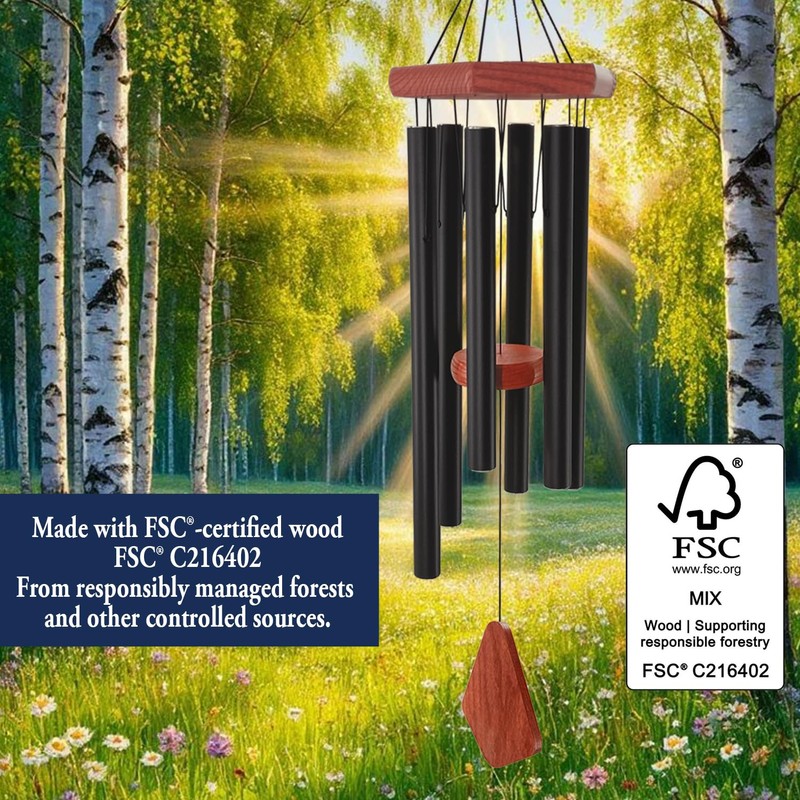 Wind Chimes for Outside, 30" Black Aluminium Wind Chime with
