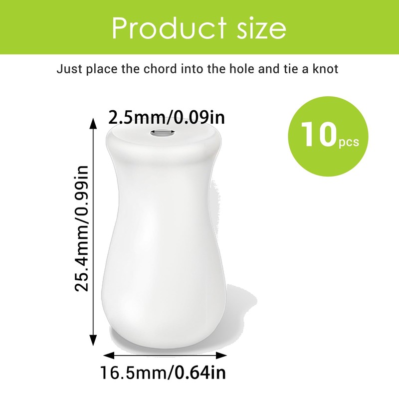 InnoHHustle 10 Pcs White Plastic Cord Tassel Blind Pull Cord