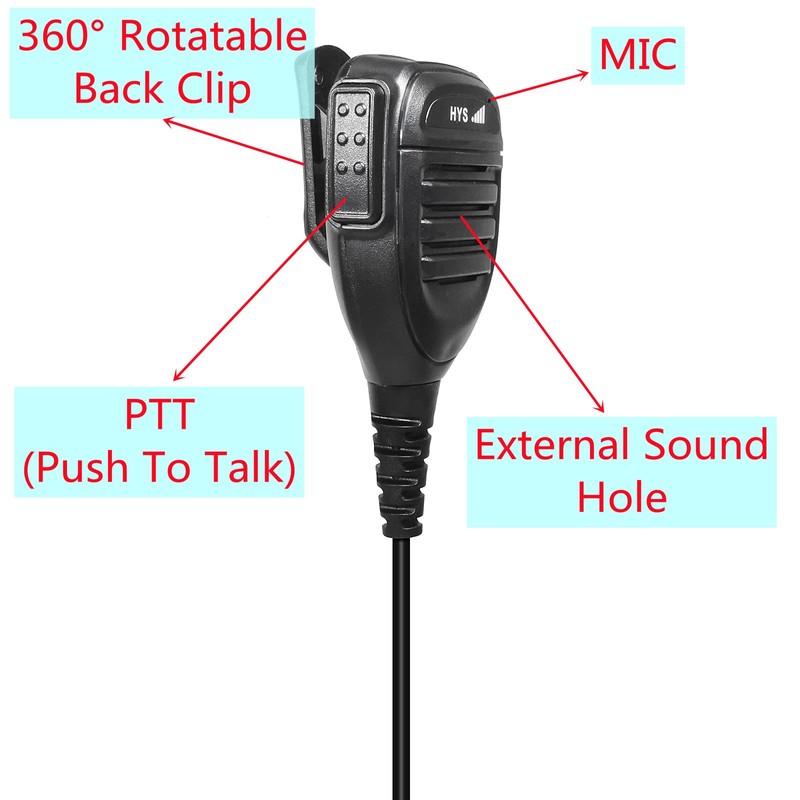 HYS Speaker Microphone with PTT Button, Speaker Microphone Compatible with